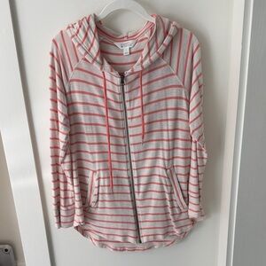 Market & Spruce Coral and White Striped Sweater